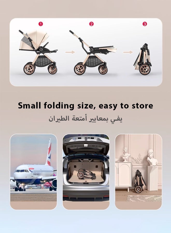 Kidilo Luxury High Landscape Reversible Baby Stroller，3-in-1 Convertible Modes，Advanced Shock Absorption，Full Reclining Bassinet - Image 2